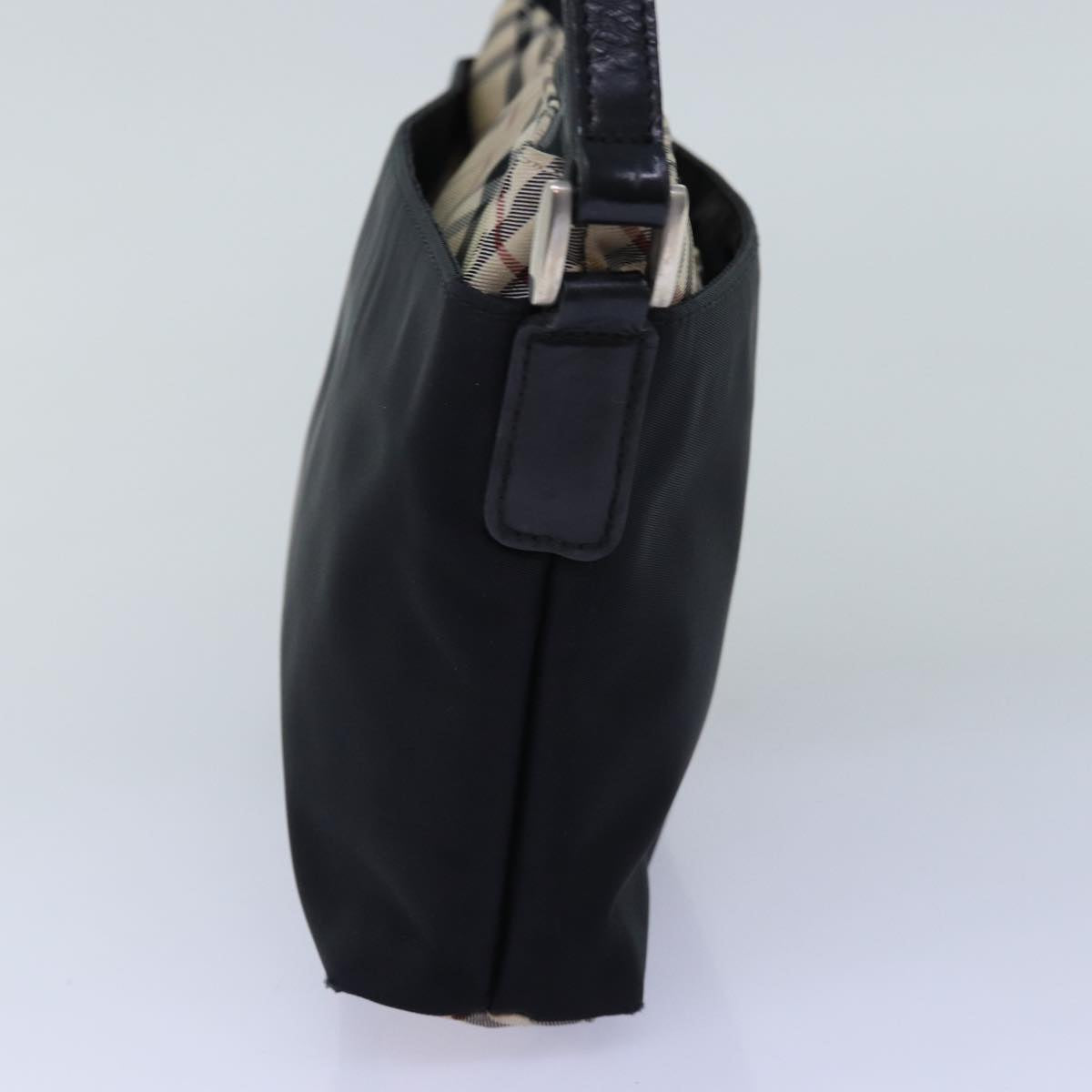 Burberry Nova Check Shoulder Bag Nylon Black Beige Auth bs14564