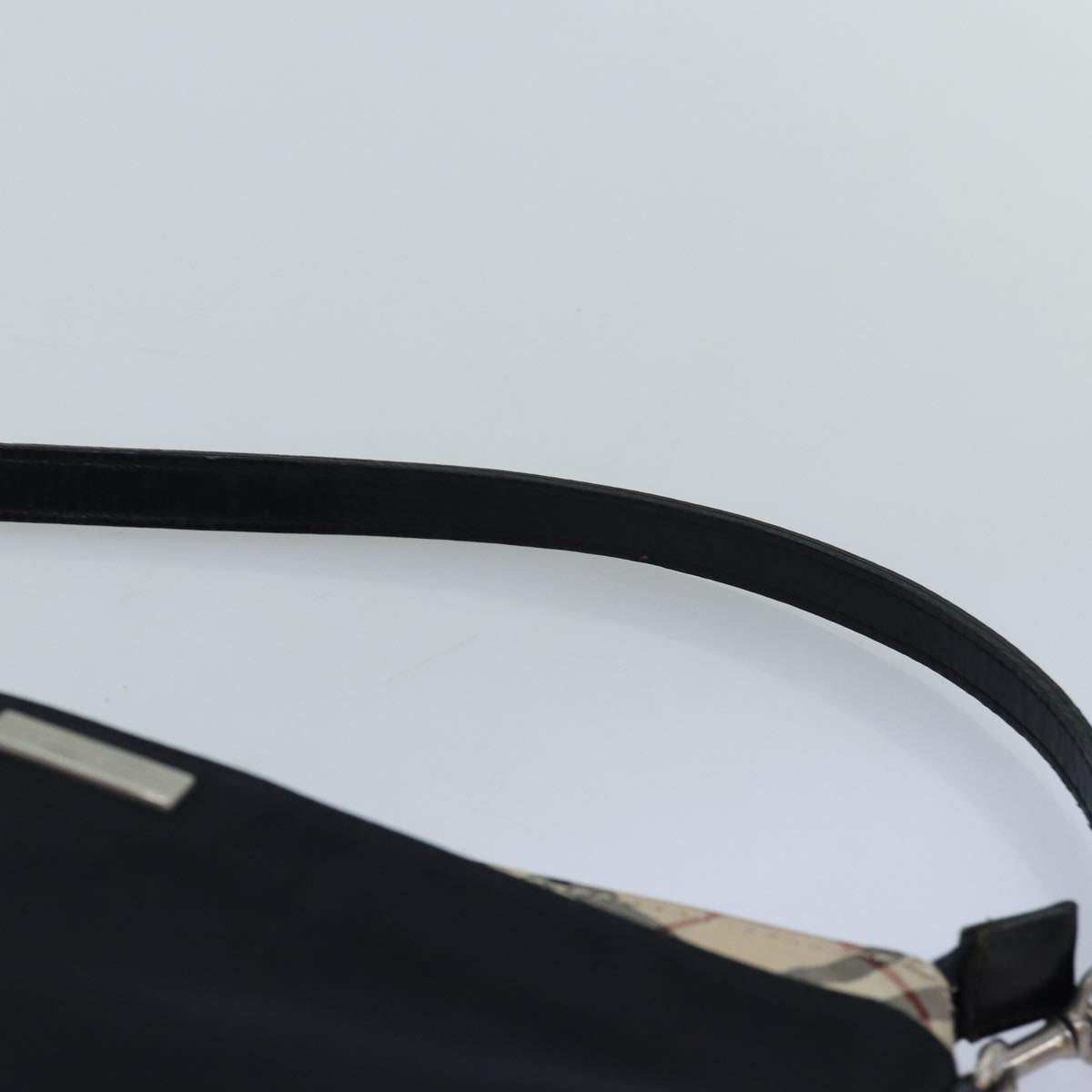 Burberry Nova Check Shoulder Bag Nylon Black Beige Auth bs14564