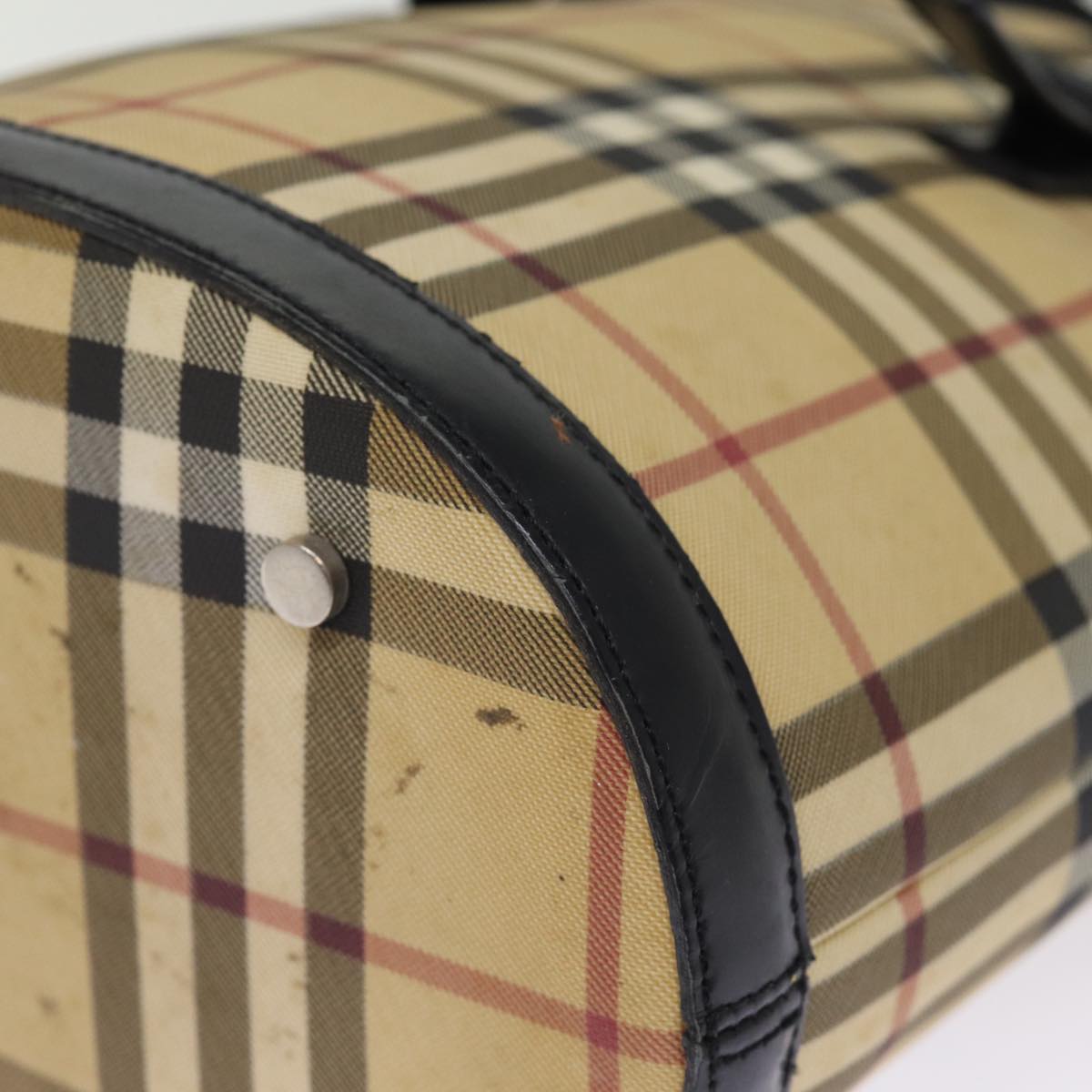 Burberry Nova Check Shoulder Bag PVC Leather Beige Auth bs14740