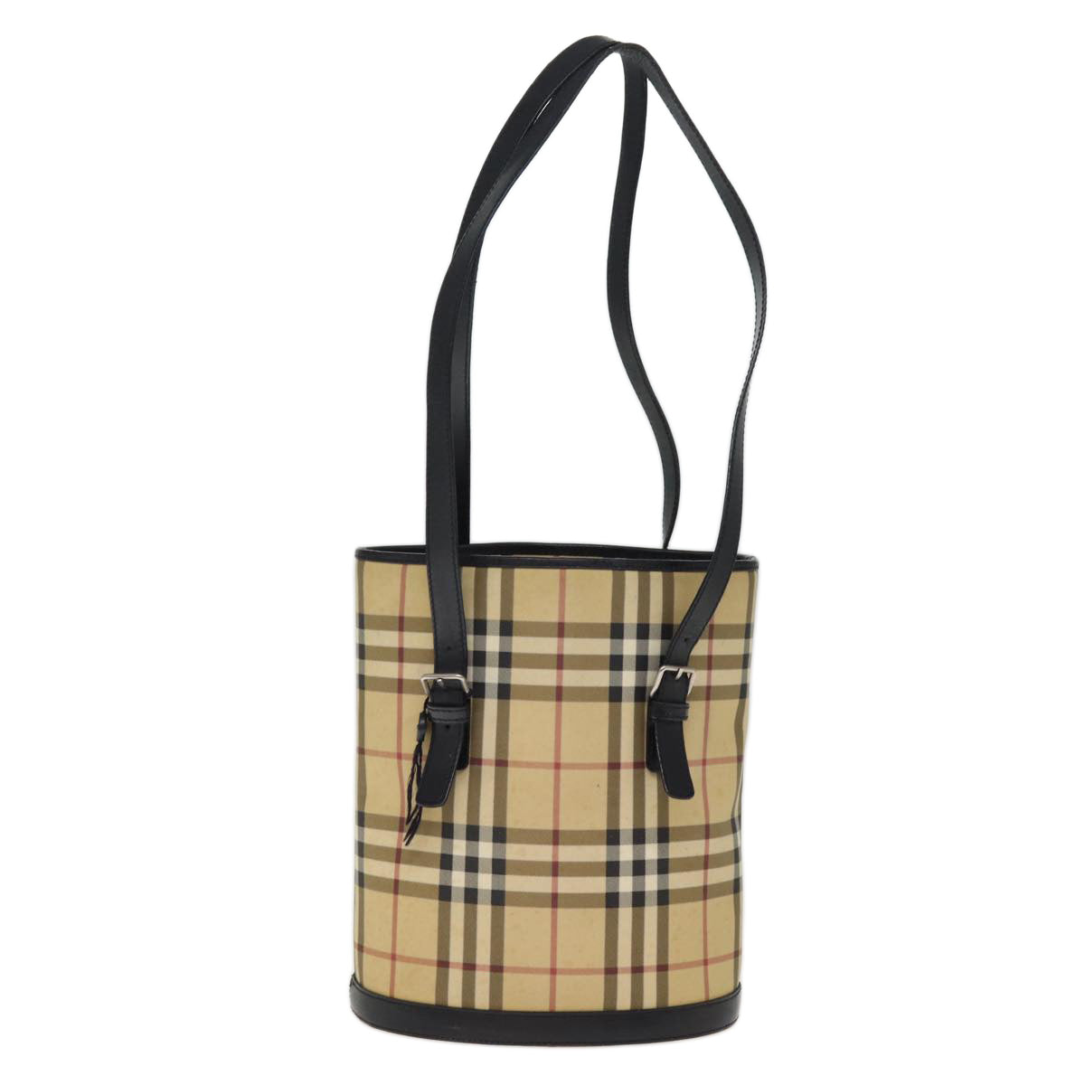 Burberry Nova Check Shoulder Bag PVC Leather Beige Auth bs14740