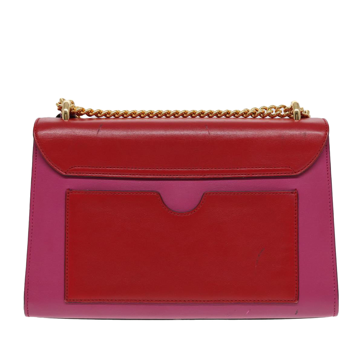 GUCCI Padlock Chain Shoulder Bag Leather Red Pink Auth bs16789