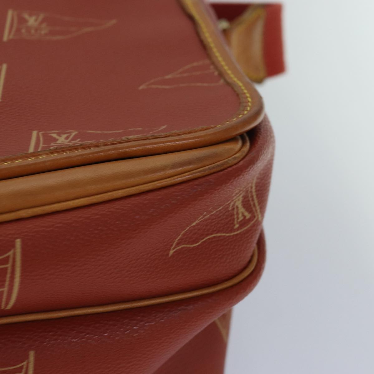 LOUIS VUITTON Cup Calvi Shoulder Bag Red Aboganie M80028 LV Auth bs16944
