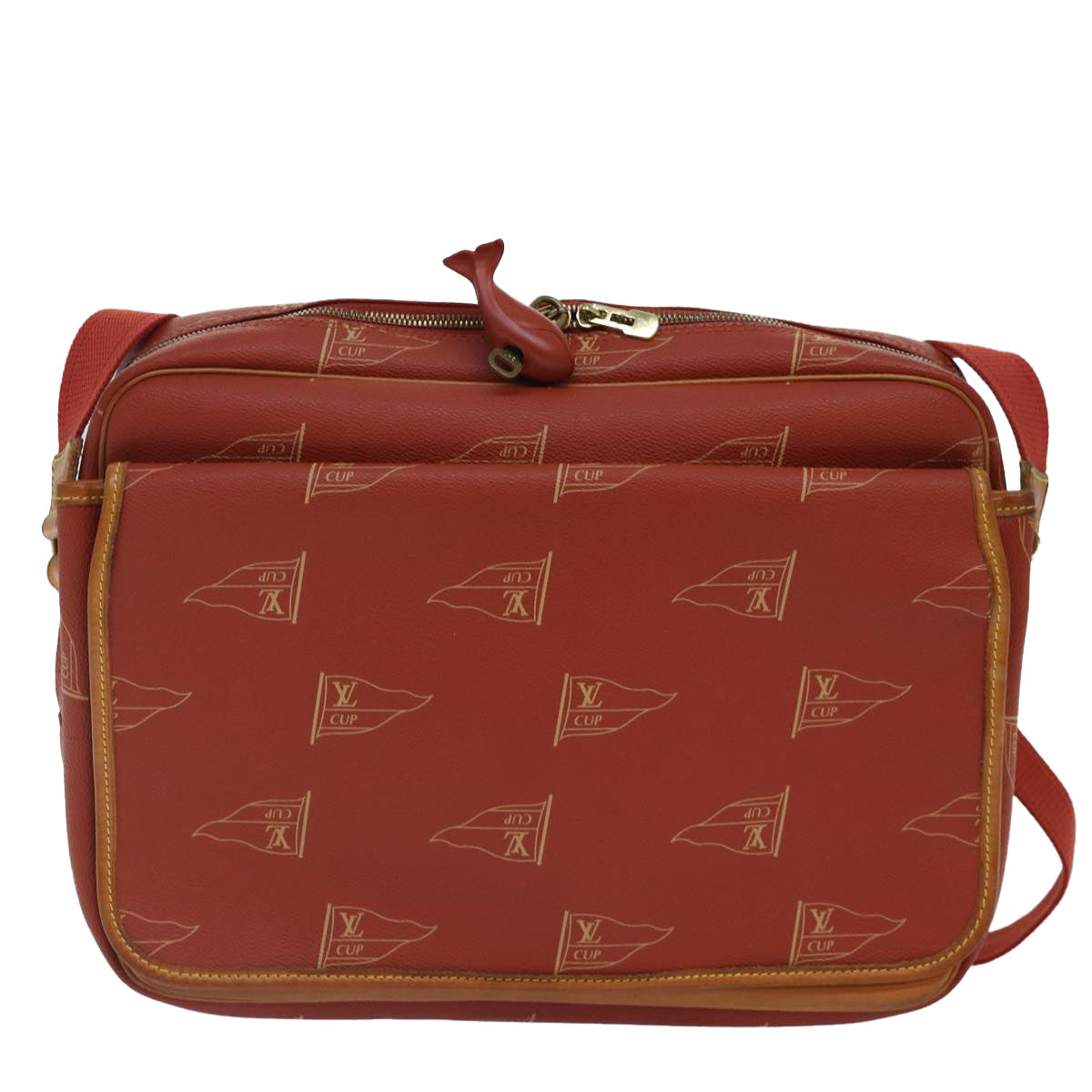 LOUIS VUITTON Cup Calvi Shoulder Bag Red Aboganie M80028 LV Auth bs16944