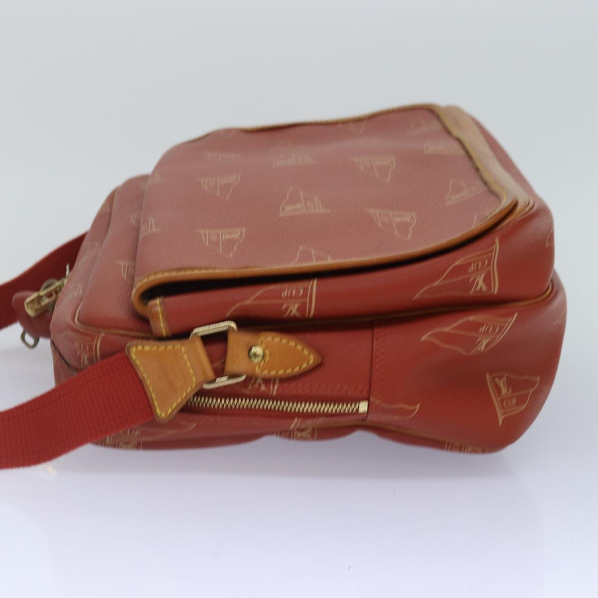LOUIS VUITTON Cup Calvi Shoulder Bag Red Aboganie M80028 LV Auth bs16944