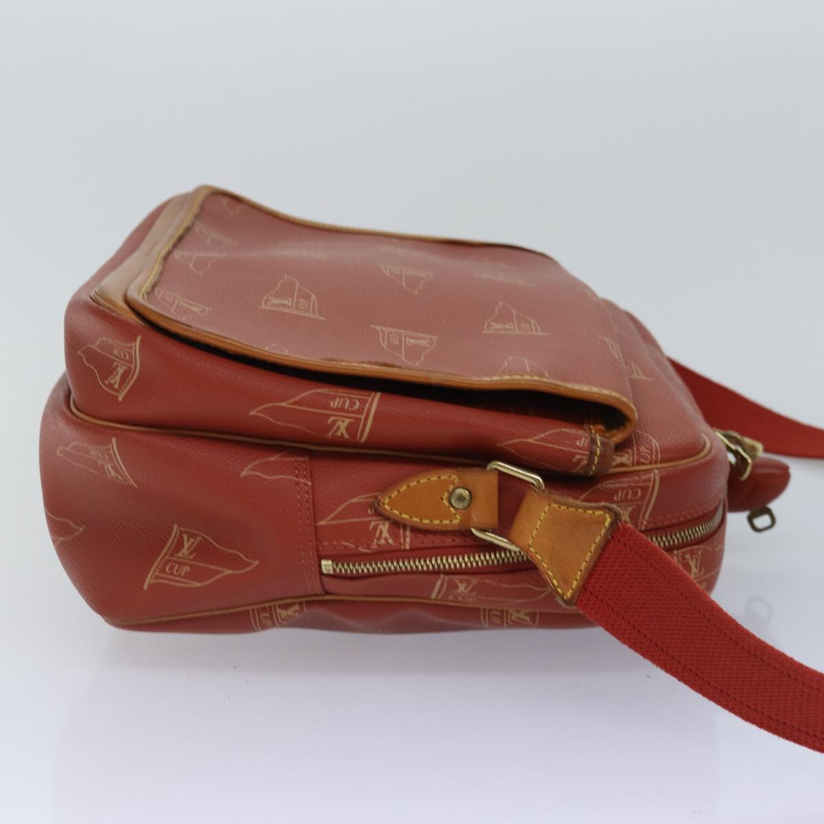 LOUIS VUITTON Cup Calvi Shoulder Bag Red Aboganie M80028 LV Auth bs16944
