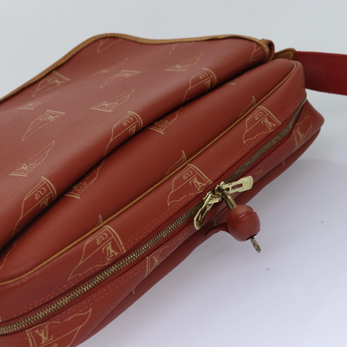 LOUIS VUITTON Cup Calvi Shoulder Bag Red Aboganie M80028 LV Auth bs16944