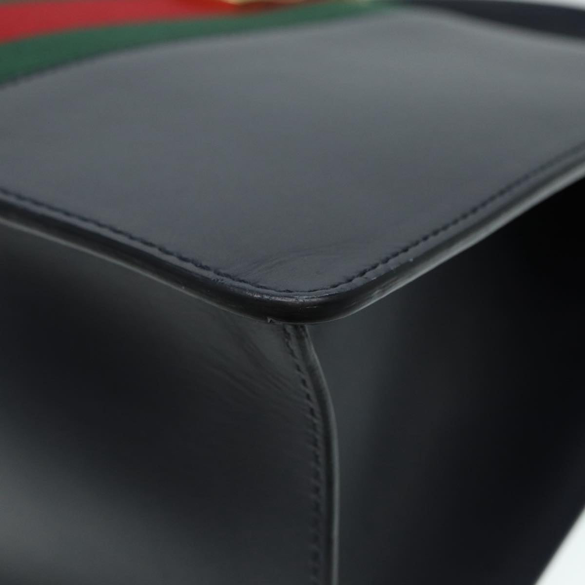 GUCCI Web Sherry Line Silvi Hand Bag Leather Black Red Green 431665 Auth bs17172