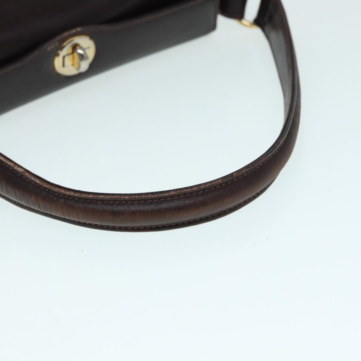 GUCCI Shoulder Bag Leather Brown Gold Auth bs17265