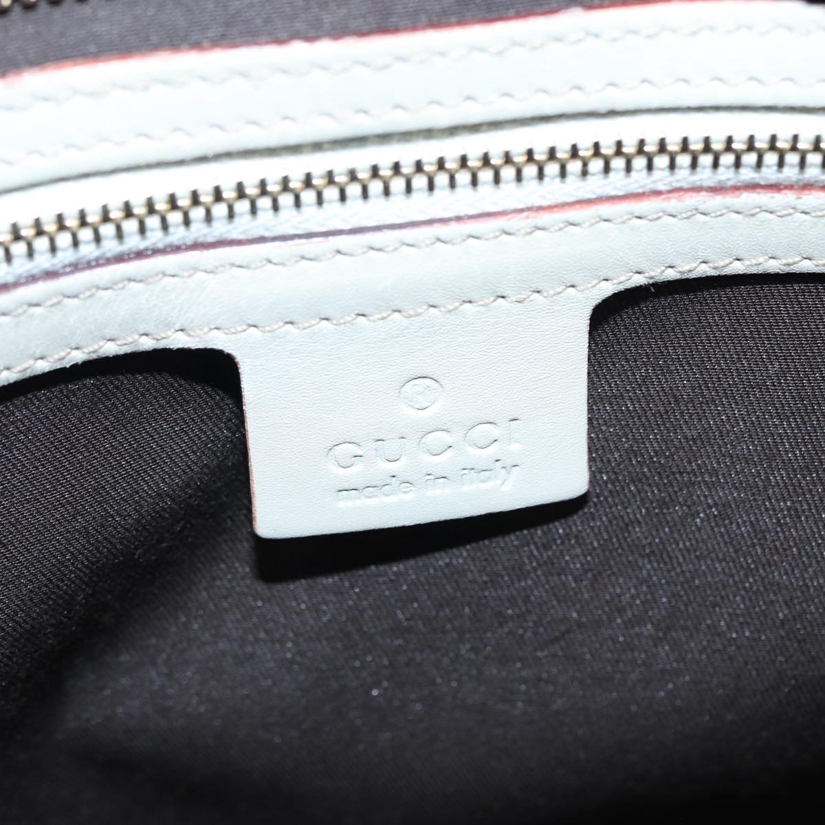 GUCCI Horsebit Shoulder Bag Leather Gold White 145770 Auth bs17324