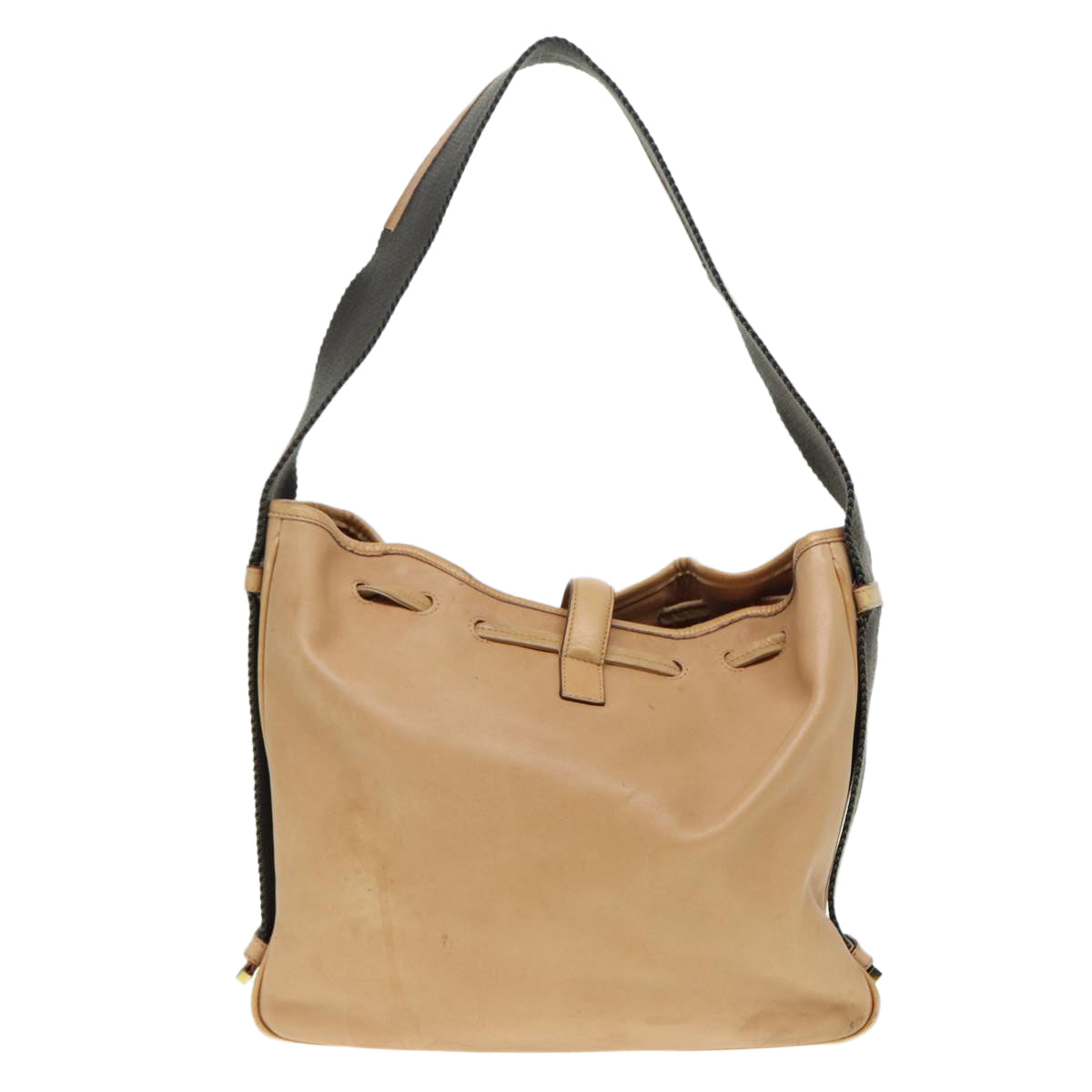 GUCCI Jackie Shoulder Bag Leather Beige Gold 92732 Auth bs17355