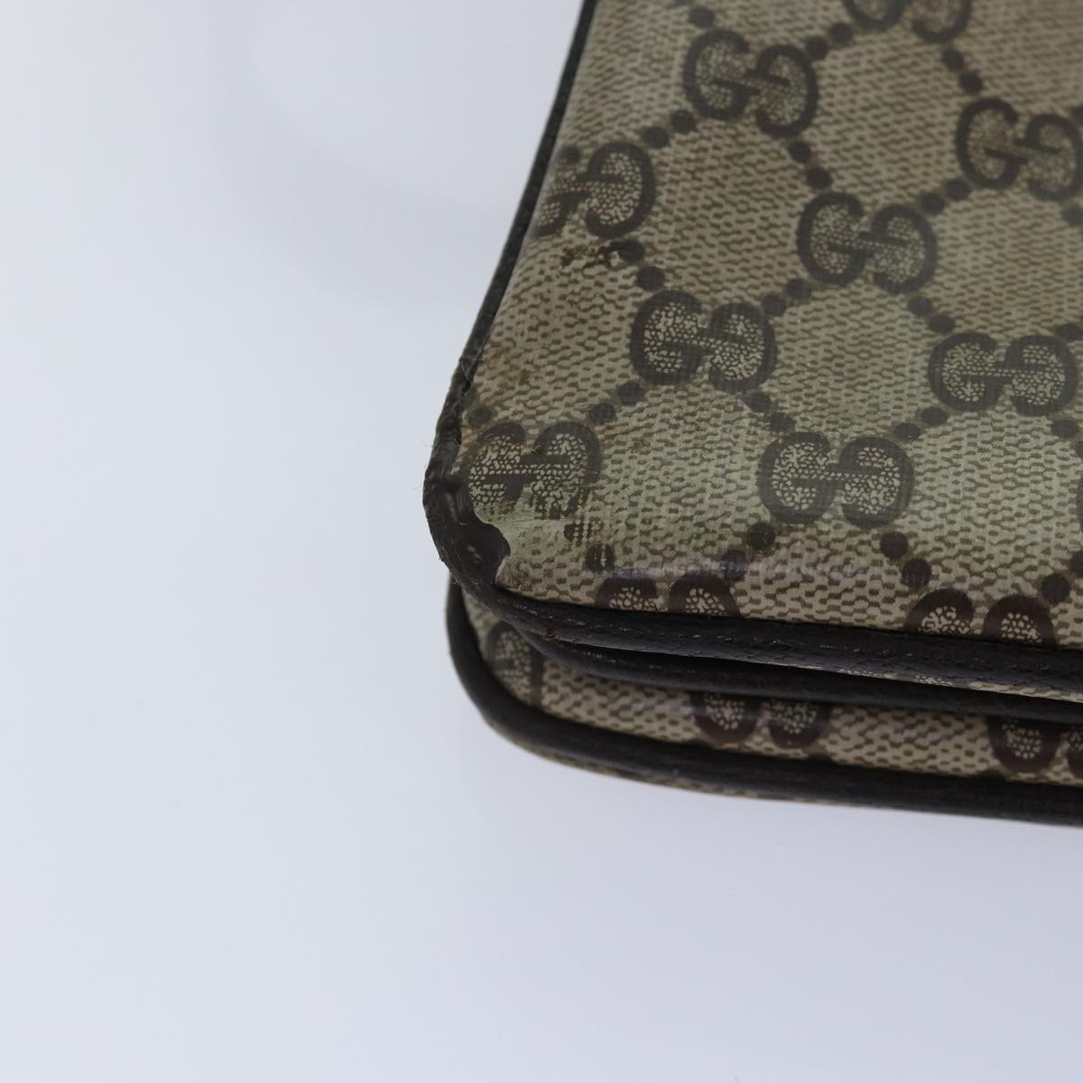 GUCCI GG Supreme Web Sherry Line Shoulder Bag PVC Beige Red Green Auth bs17435