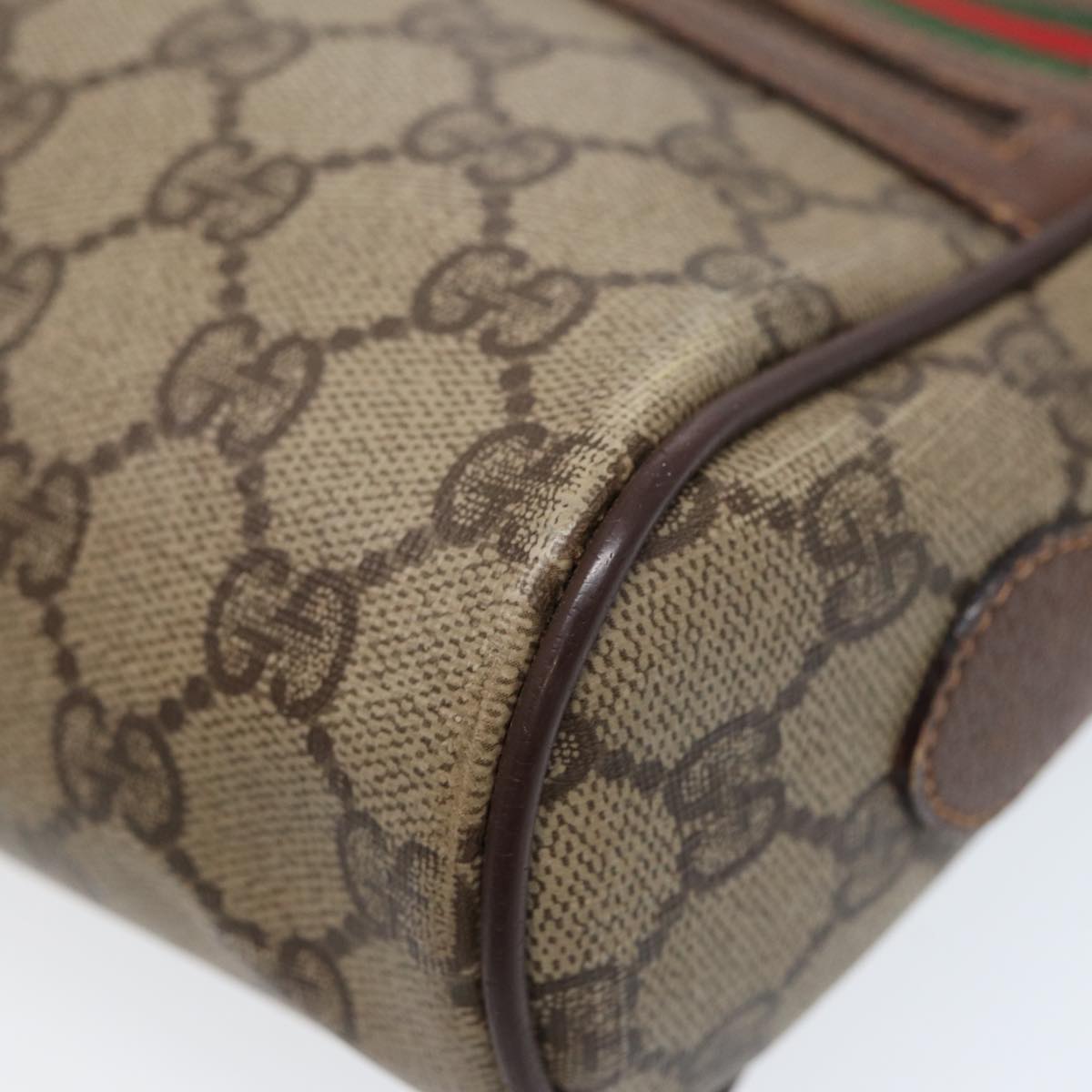 GUCCI GG Supreme Web Sherry Line Shoulder Bag PVC Beige 56 02 087 Auth bs17476