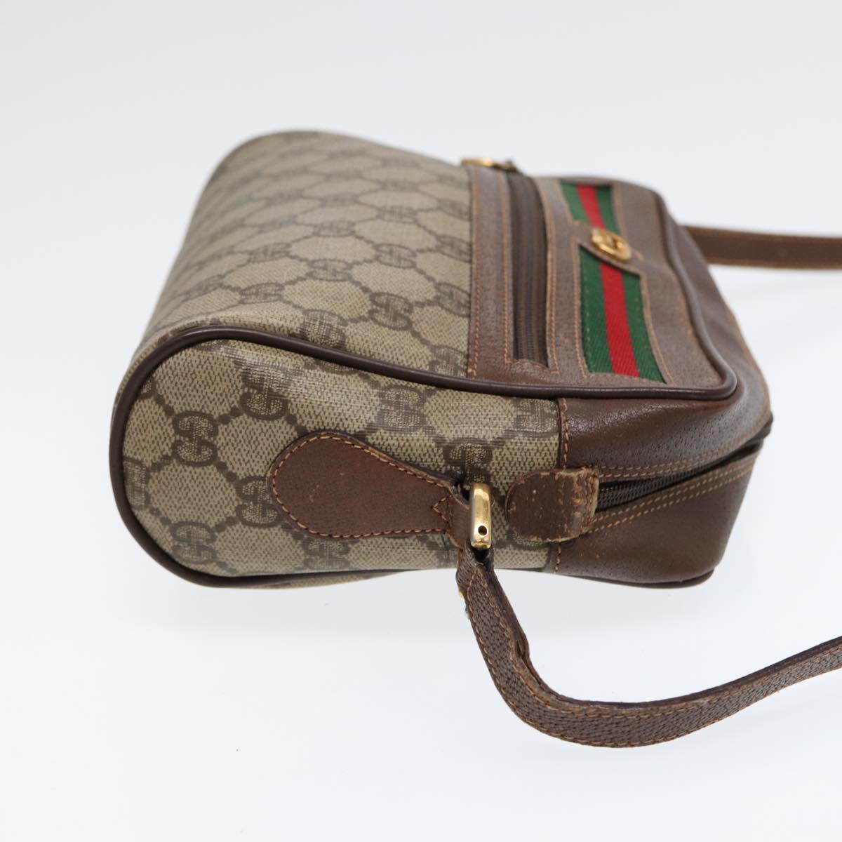GUCCI GG Supreme Web Sherry Line Shoulder Bag PVC Beige 56 02 087 Auth bs17476