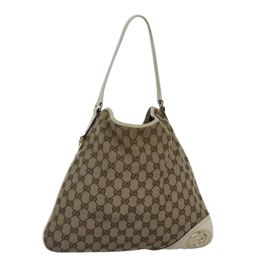 GUCCI GG Canvas Shoulder Bag Beige Gold 169947 Auth bs17560