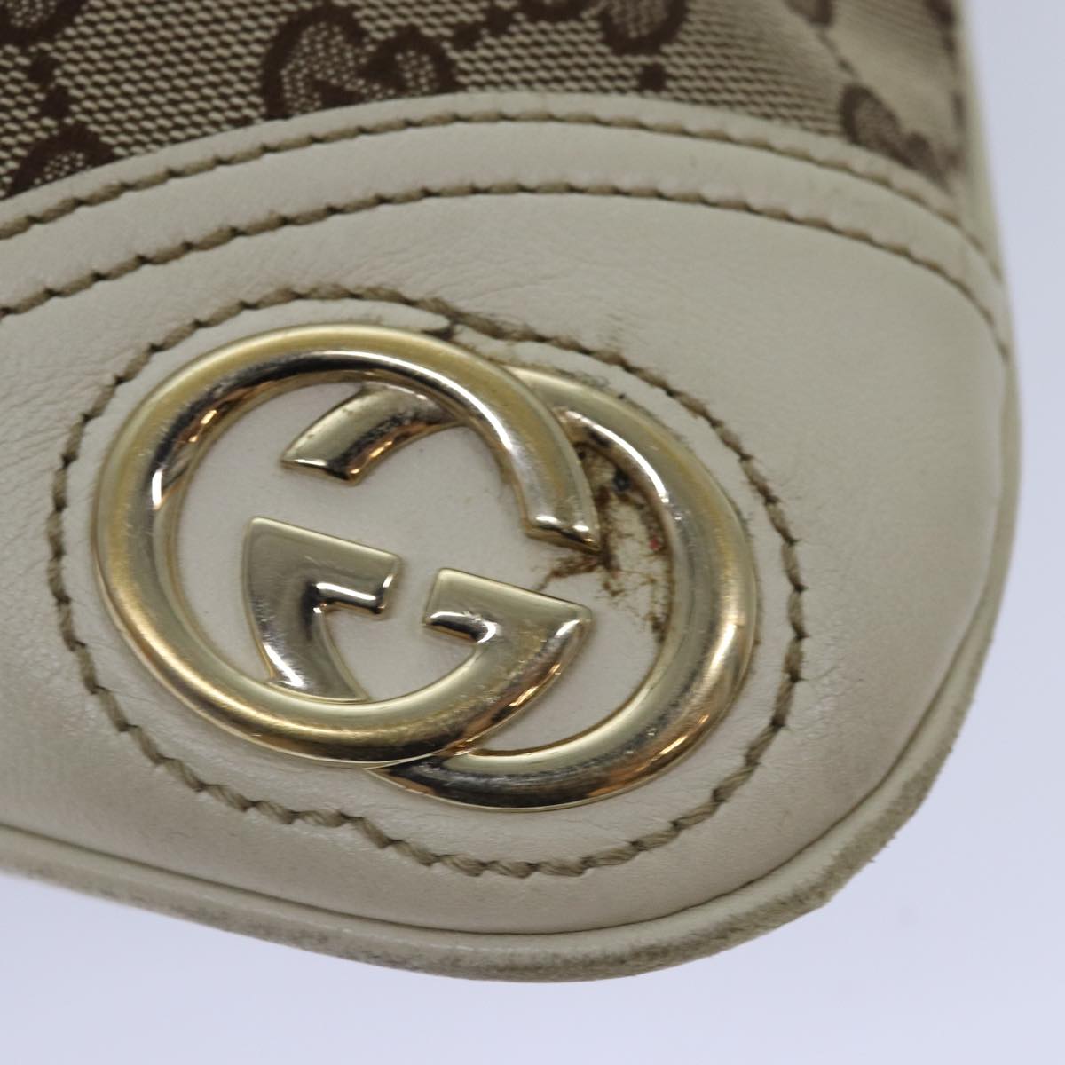 GUCCI GG Canvas Shoulder Bag Beige Gold 169947 Auth bs17560
