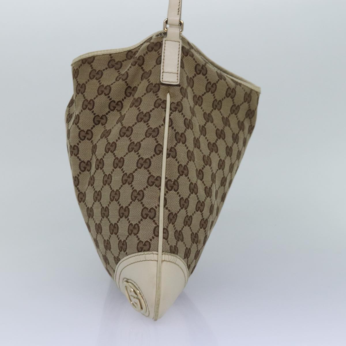 GUCCI GG Canvas Shoulder Bag Beige Gold 169947 Auth bs17560