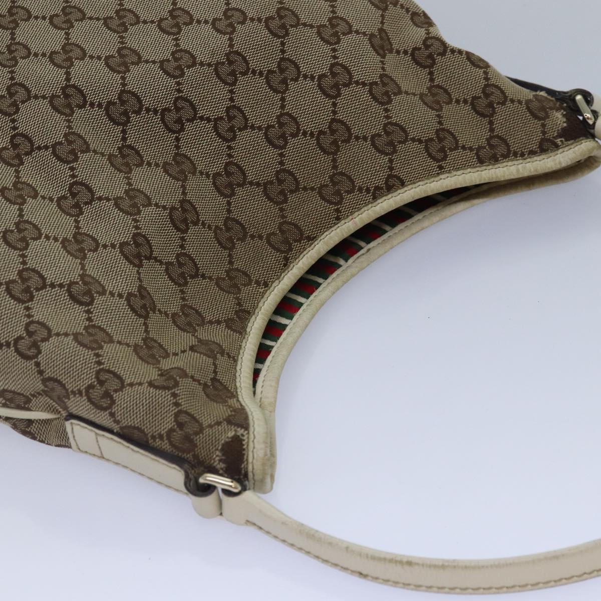 GUCCI GG Canvas Shoulder Bag Beige Gold 169947 Auth bs17560