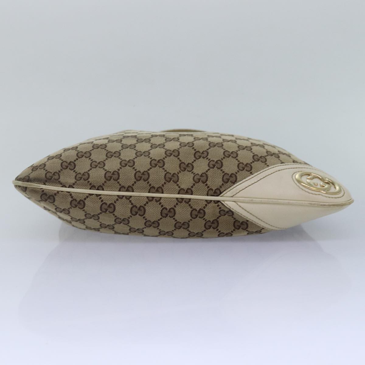 GUCCI GG Canvas Shoulder Bag Beige Gold 169947 Auth bs17560
