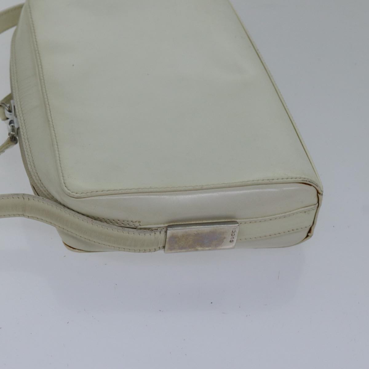 GUCCI Shoulder Bag Leather White Silver 007 1014 0274 Auth bs17611