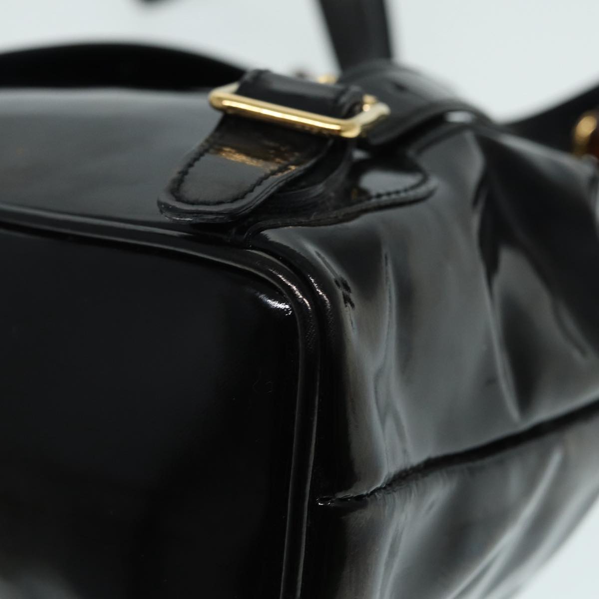 GUCCI Bamboo Backpack Enamel Black Gold 003 3444 0030 Auth bs17710