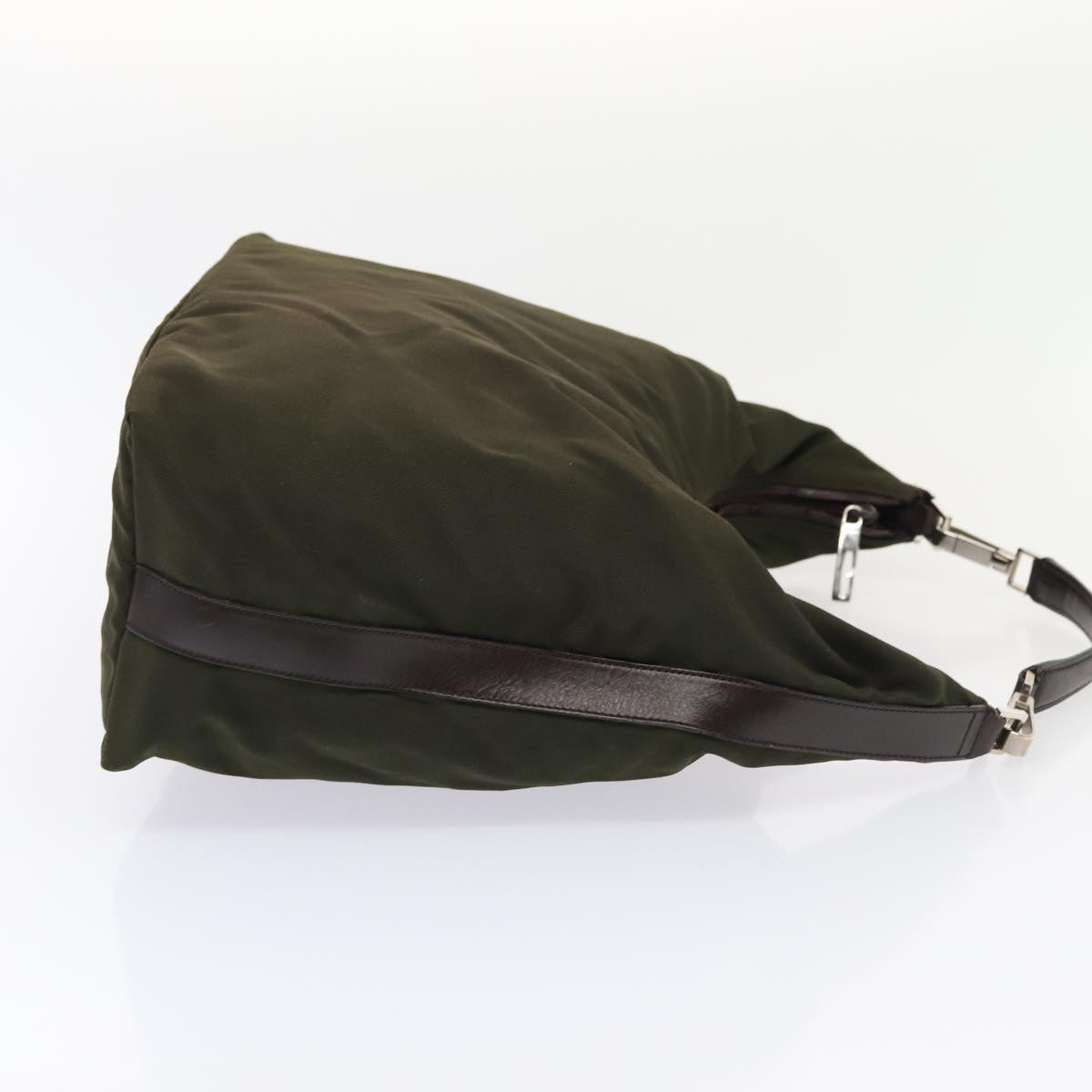GUCCI Shoulder Bag Nylon Green Silver Auth bs17713