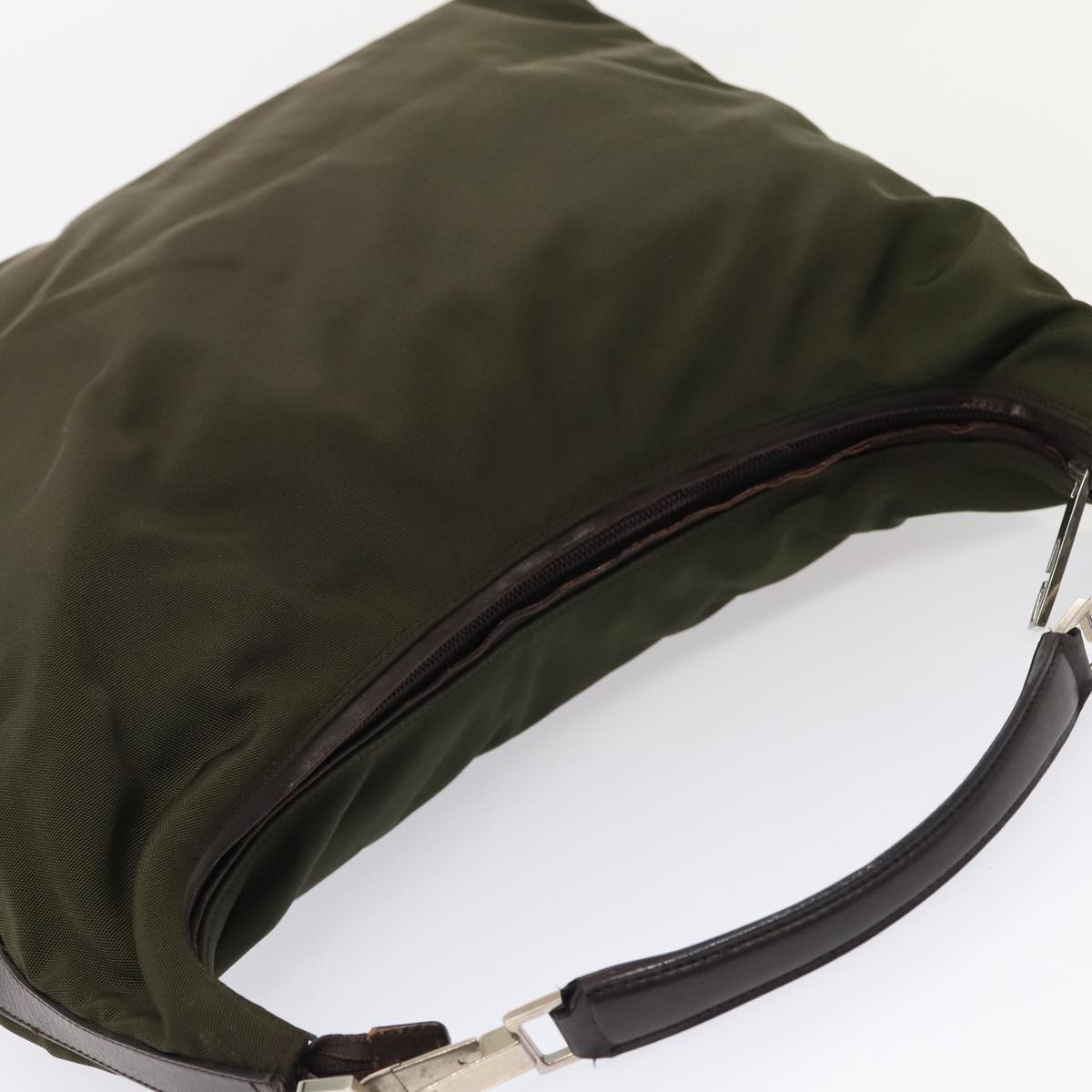 GUCCI Shoulder Bag Nylon Green Silver Auth bs17713