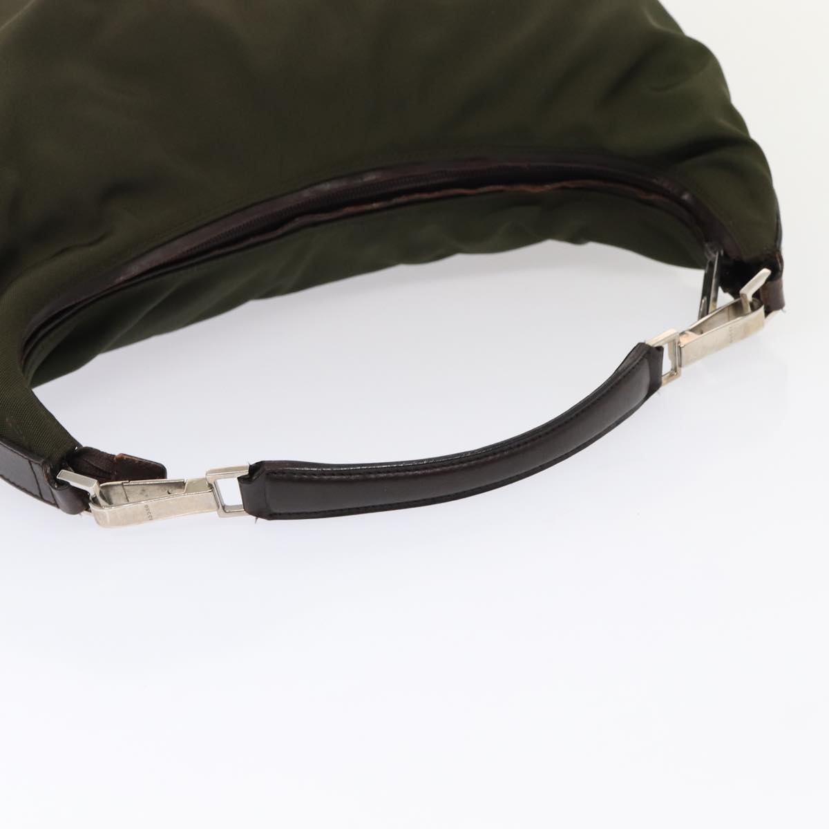 GUCCI Shoulder Bag Nylon Green Silver Auth bs17713