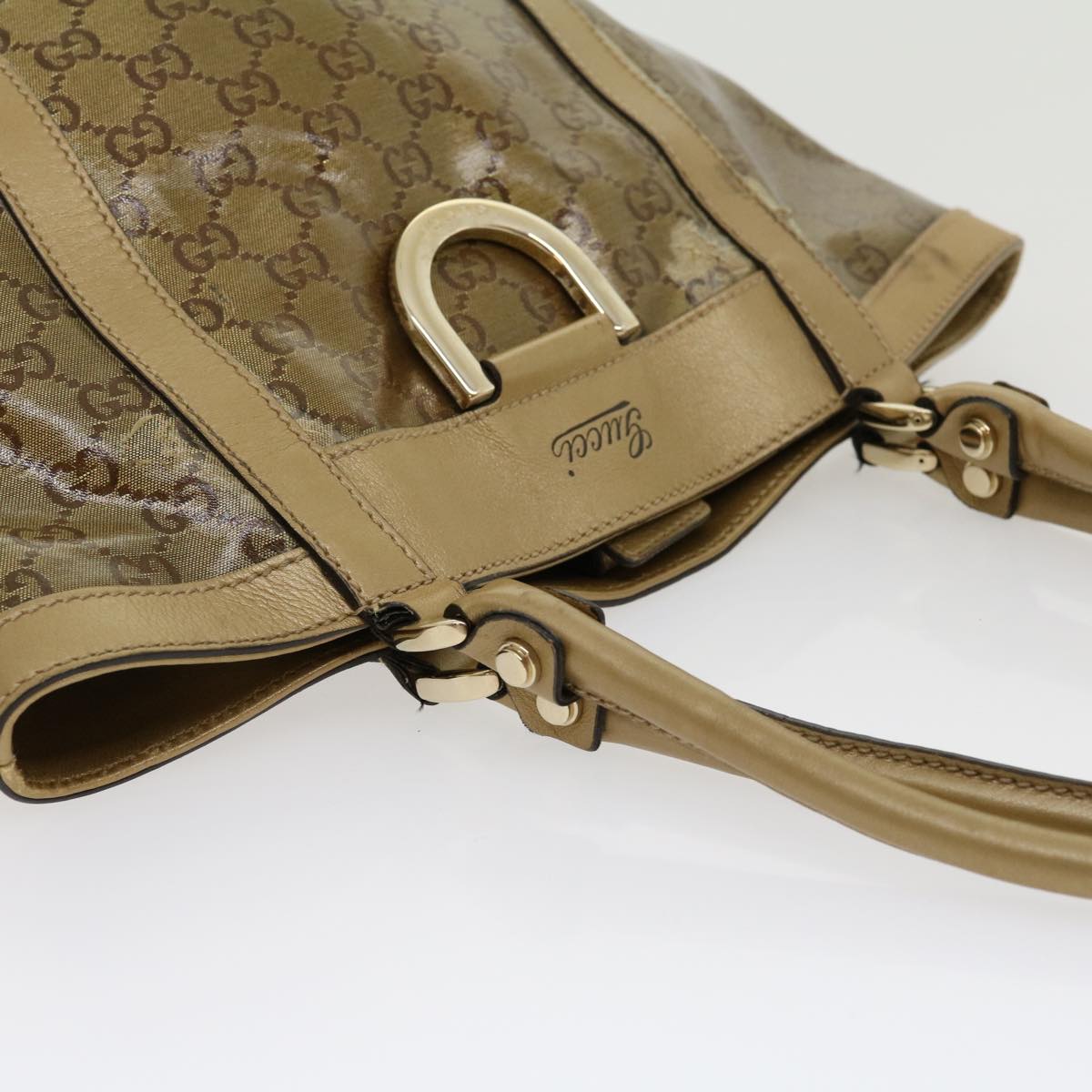 GUCCI GG Canvas Tote Bag Beige Gold 211983204991  bs1798