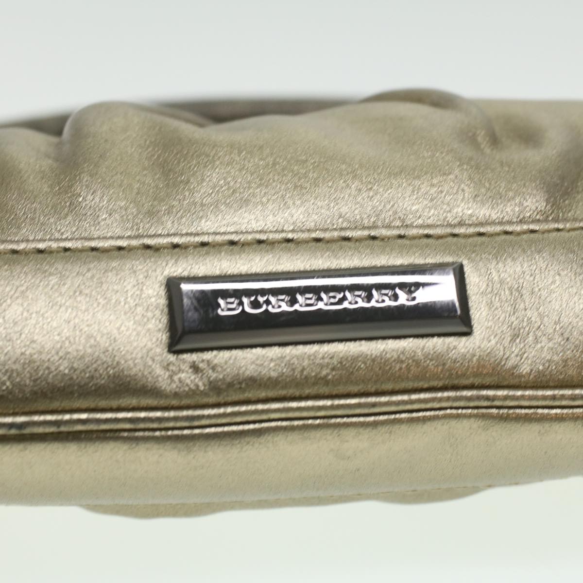 Burberry Shoulder Bag Leather Gold Auth bs3699