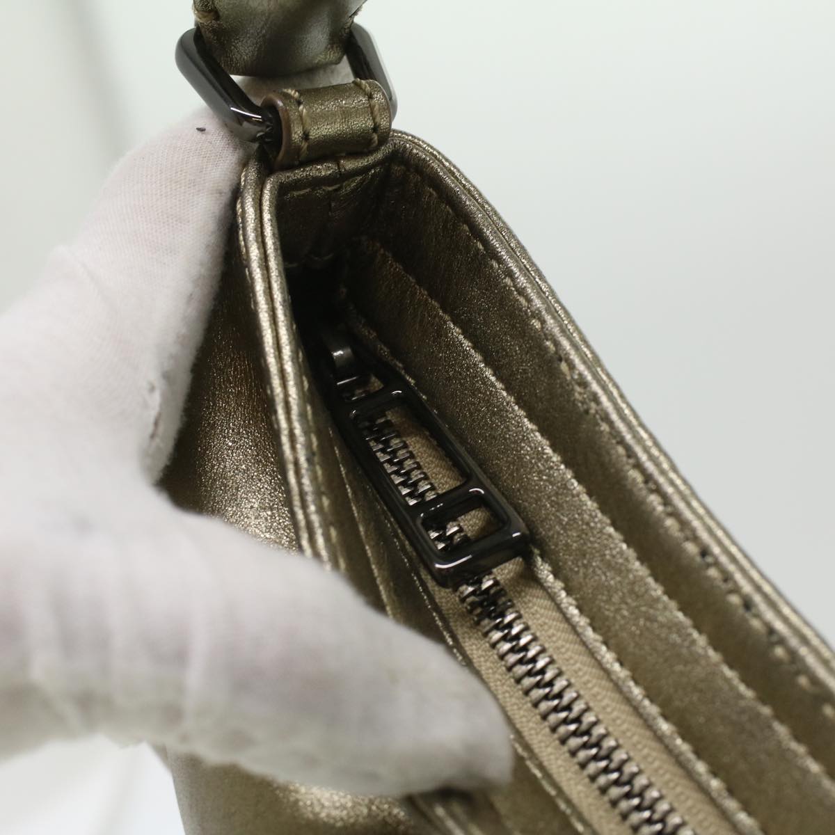 Burberry Shoulder Bag Leather Gold Auth bs3699