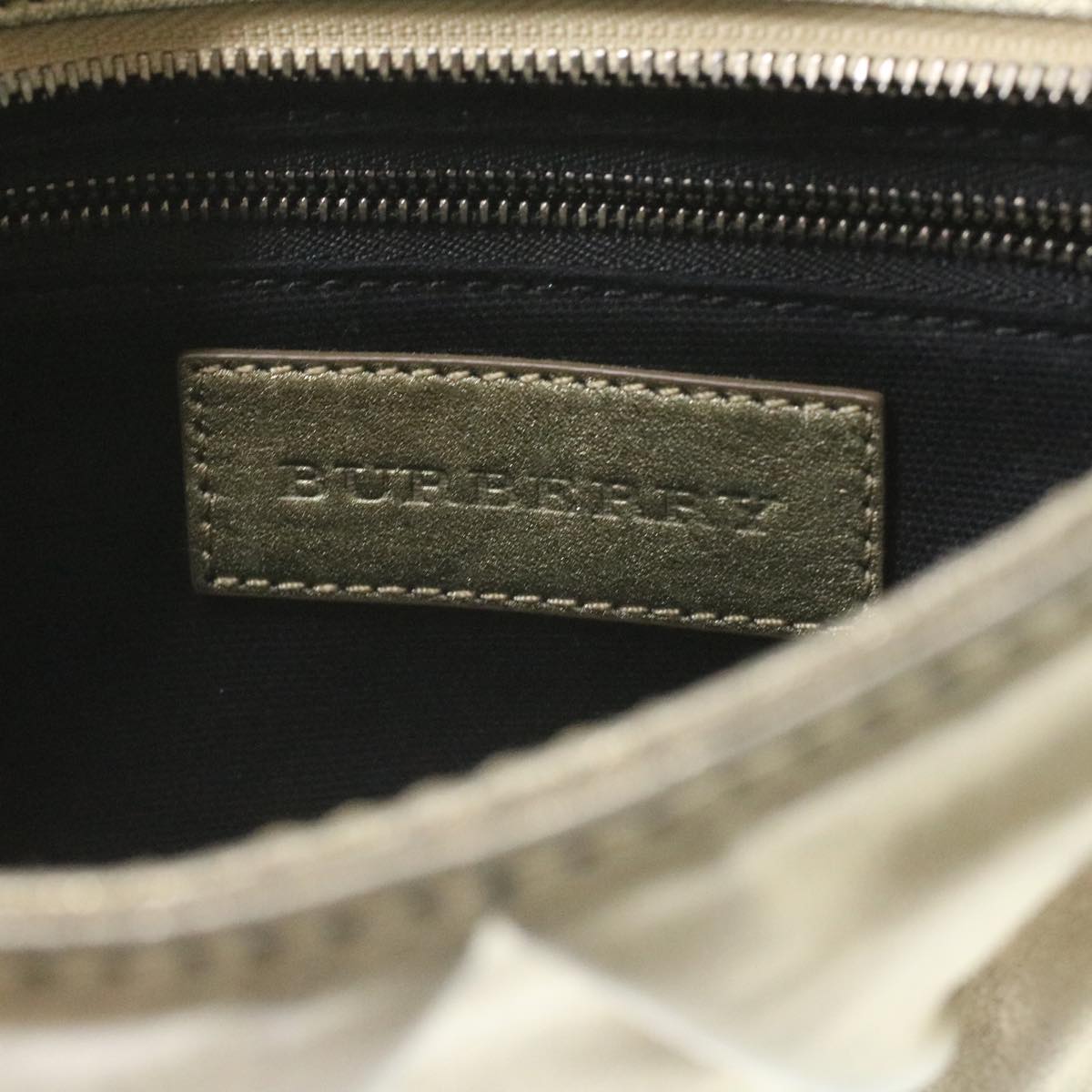 Burberry Shoulder Bag Leather Gold Auth bs3699