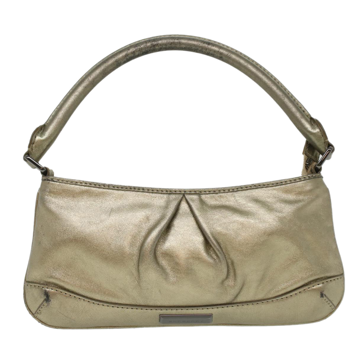 Burberry Shoulder Bag Leather Gold Auth bs3699