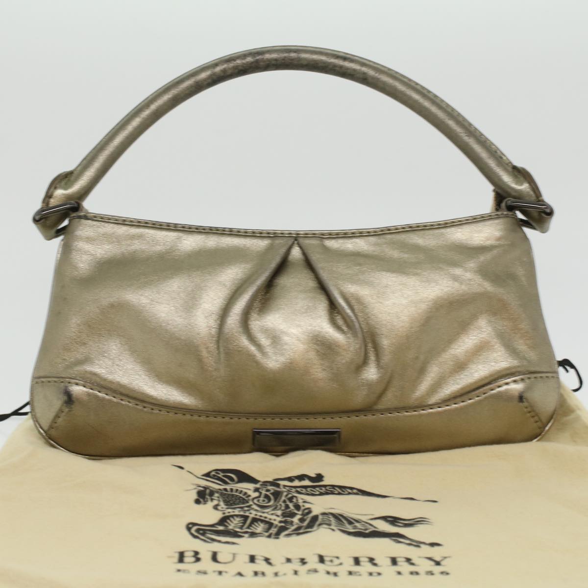 Burberry Shoulder Bag Leather Gold Auth bs3699