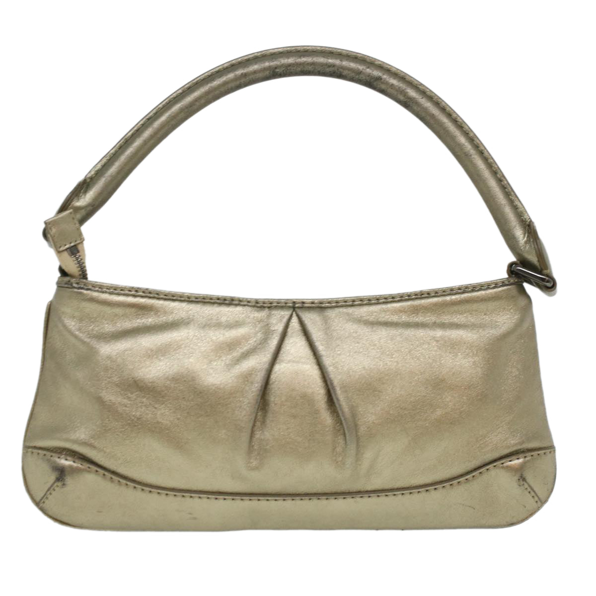 Burberry Shoulder Bag Leather Gold Auth bs3699