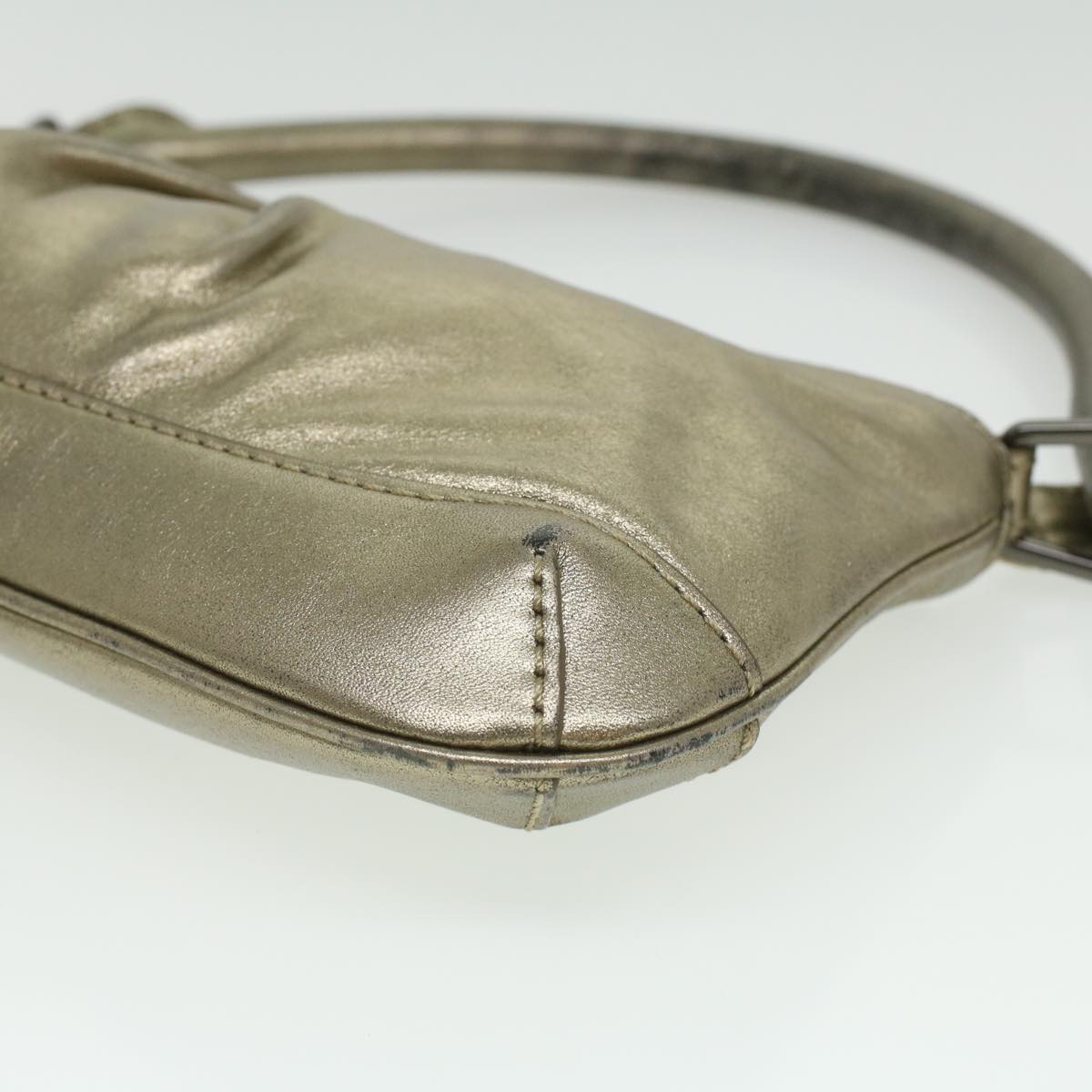 Burberry Shoulder Bag Leather Gold Auth bs3699