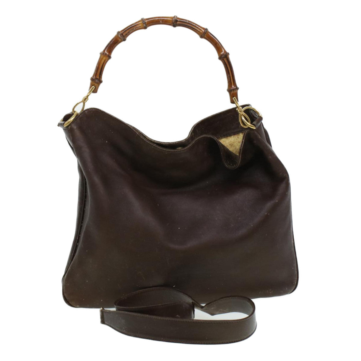 GUCCI Bamboo Shoulder Bag Leather 2way Brown  bs6148