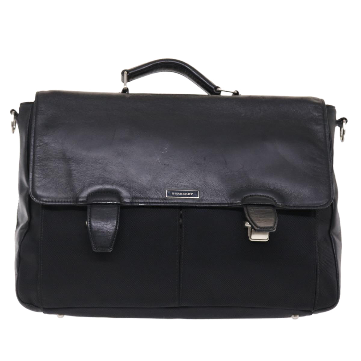 Burberry Shoulder Bag Canvas Leather 2way Black Auth bs6876