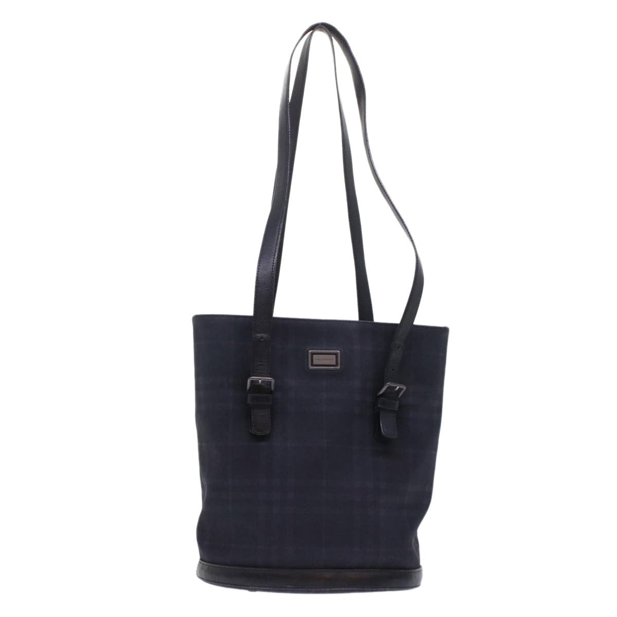 Burberry Nova Check Shoulder Bag Nylon Leather Black Auth bs6954