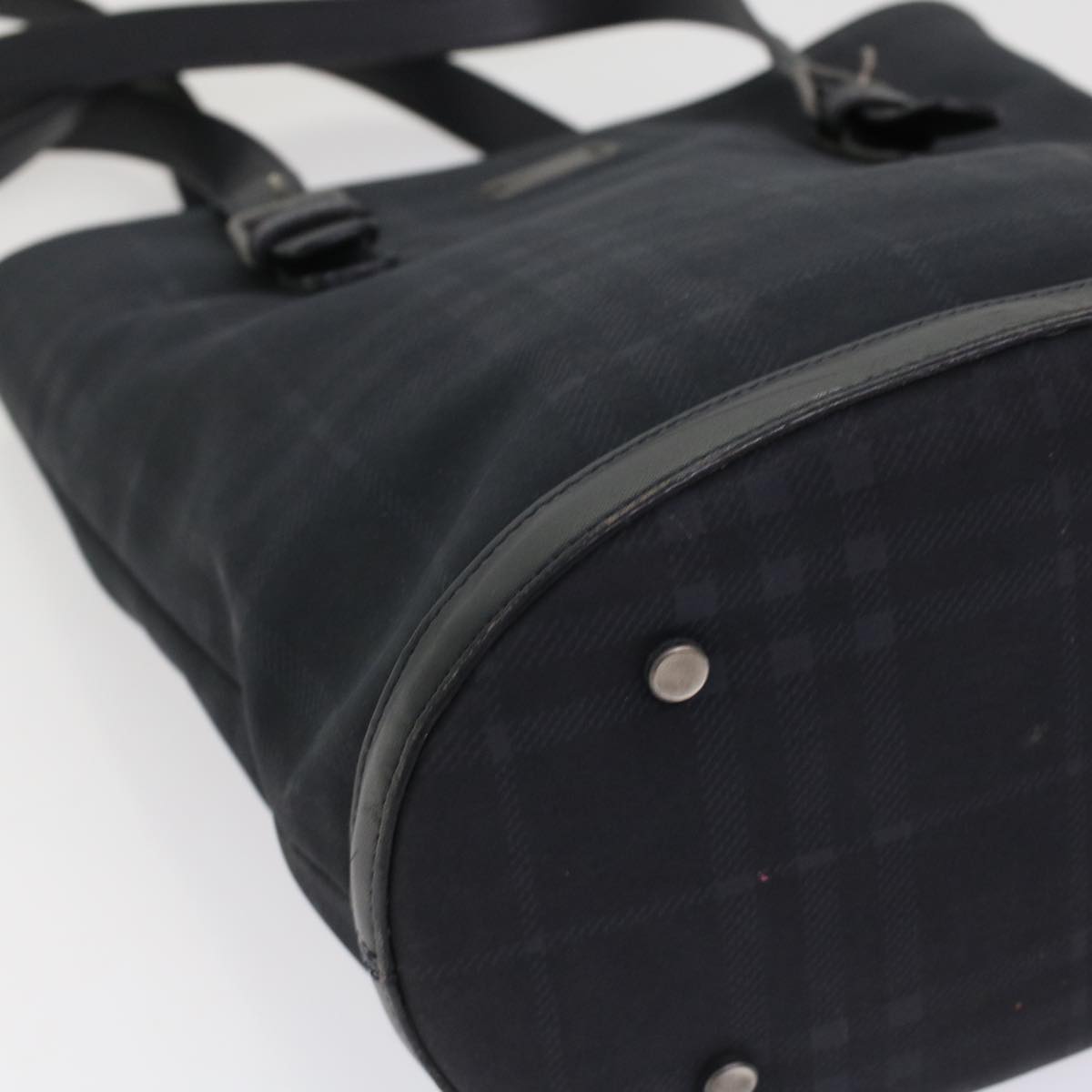 Burberry Nova Check Shoulder Bag Nylon Leather Black Auth bs6954