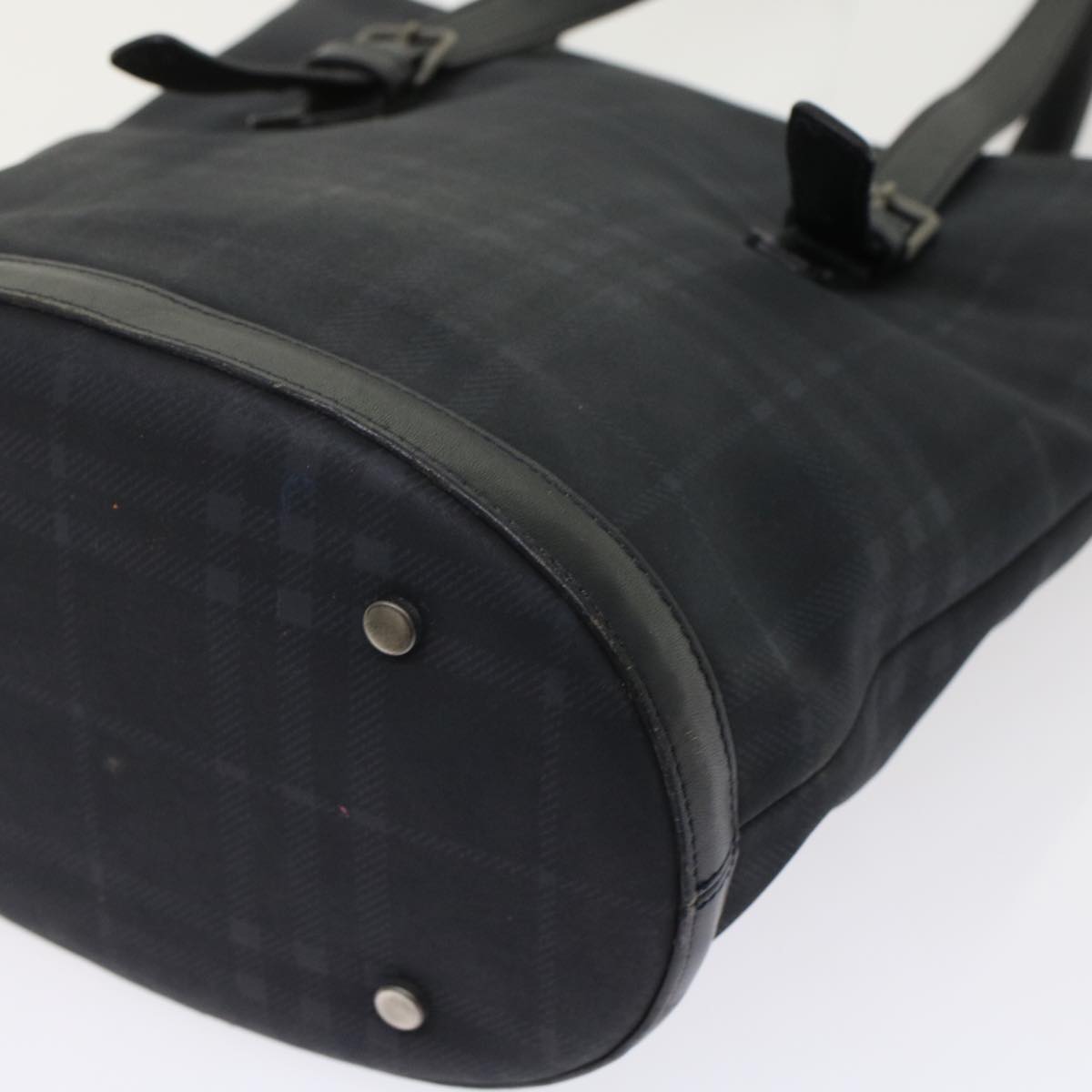 Burberry Nova Check Shoulder Bag Nylon Leather Black Auth bs6954