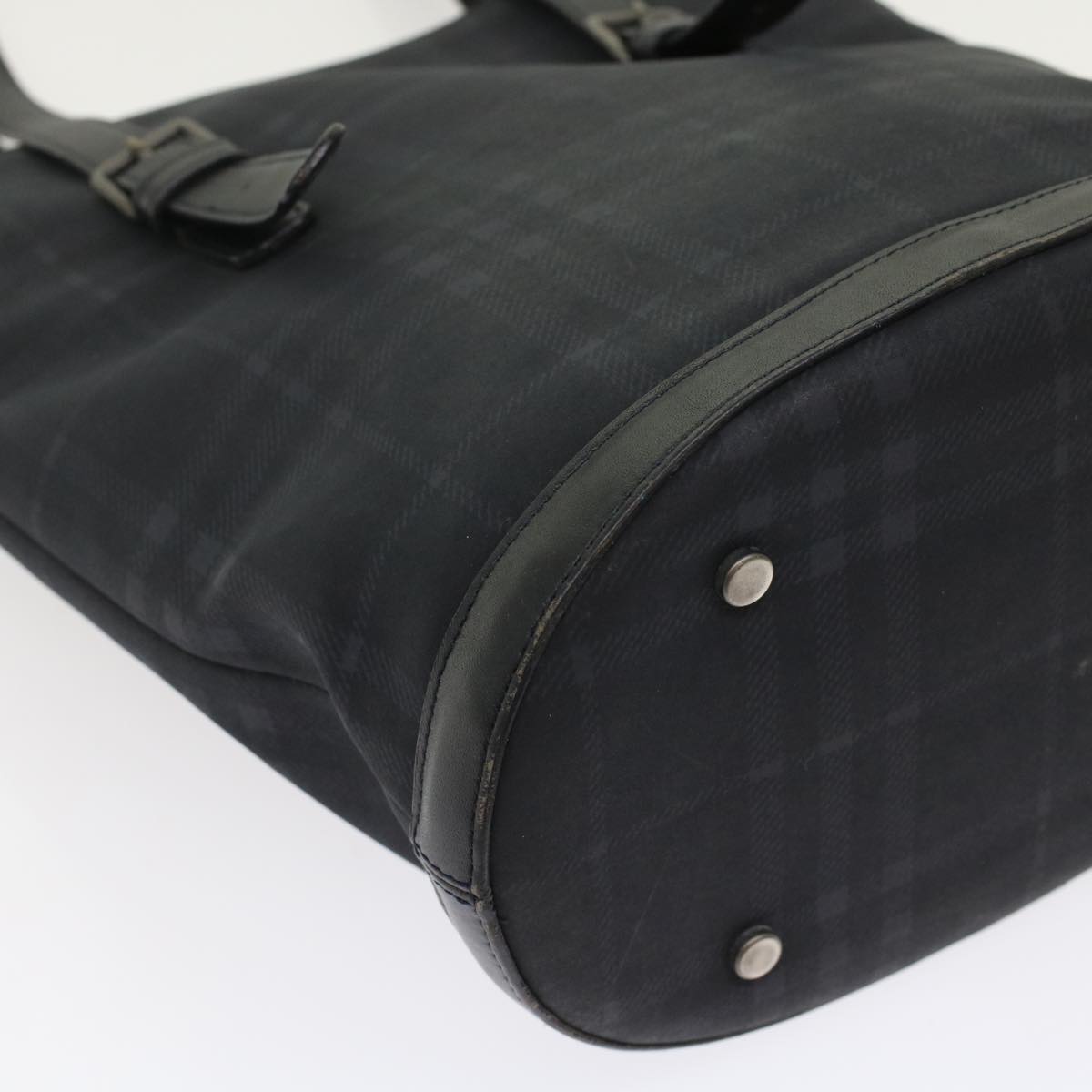 Burberry Nova Check Shoulder Bag Nylon Leather Black Auth bs6954