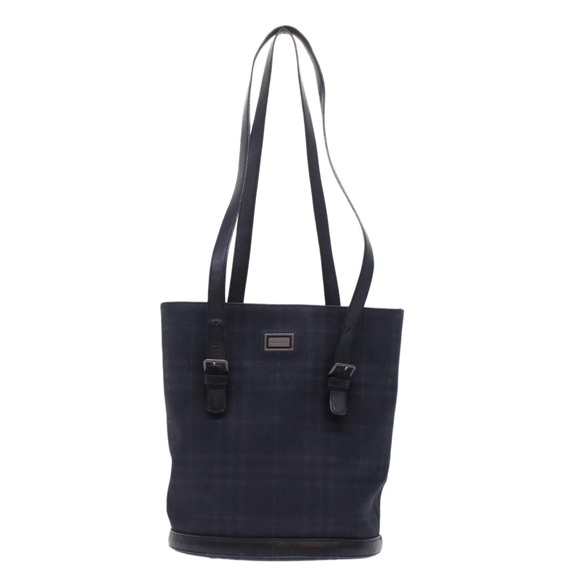 Burberry Nova Check Shoulder Bag Nylon Leather Black Auth bs6954