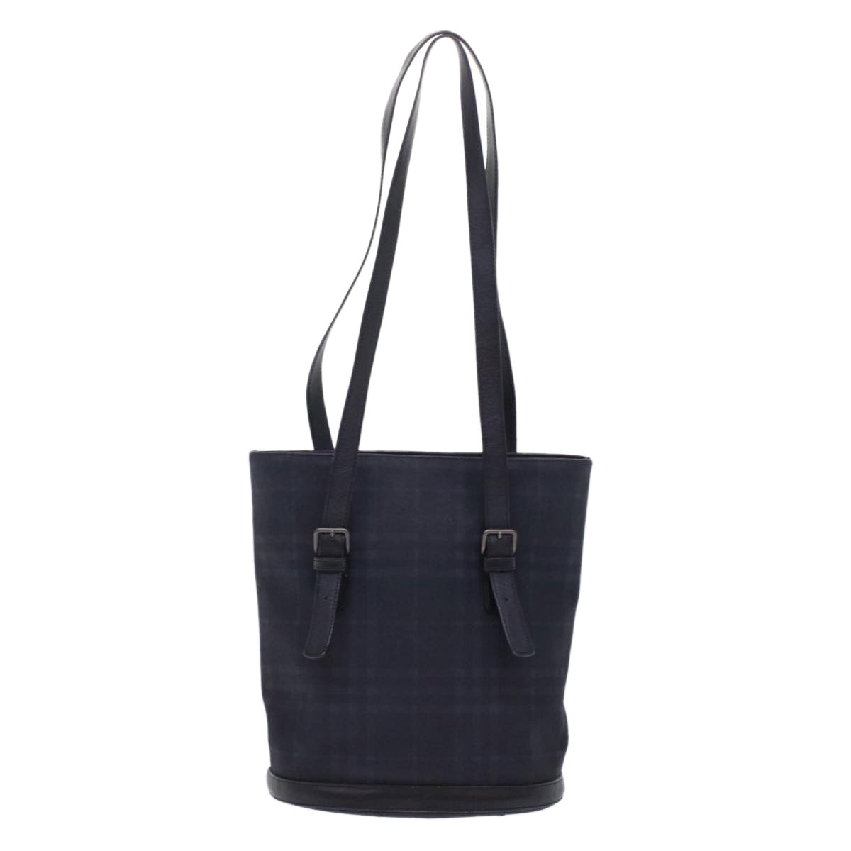 Burberry Nova Check Shoulder Bag Nylon Leather Black Auth bs6954