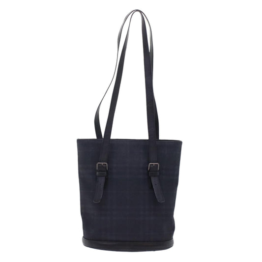Burberry Nova Check Shoulder Bag Nylon Leather Black Auth bs6954