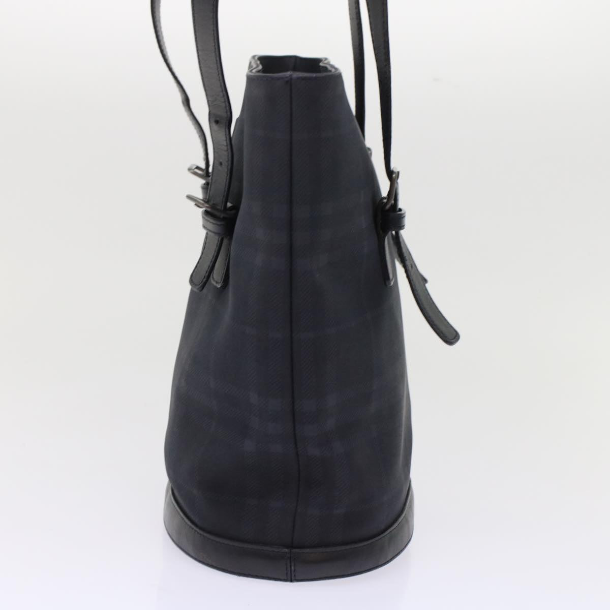 Burberry Nova Check Shoulder Bag Nylon Leather Black Auth bs6954