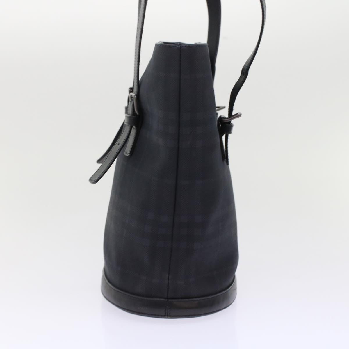 Burberry Nova Check Shoulder Bag Nylon Leather Black Auth bs6954