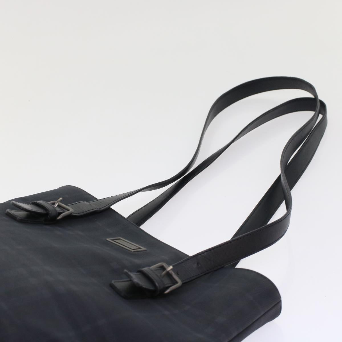 Burberry Nova Check Shoulder Bag Nylon Leather Black Auth bs6954