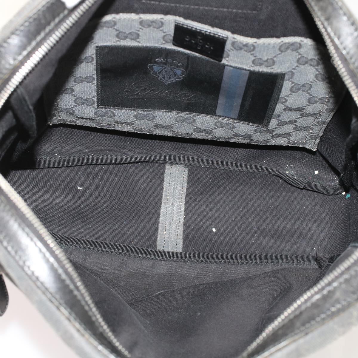 GUCCI GG Canvas Shoulder Bag Coated Canvas Leather 2Set Black Beige  bs7126