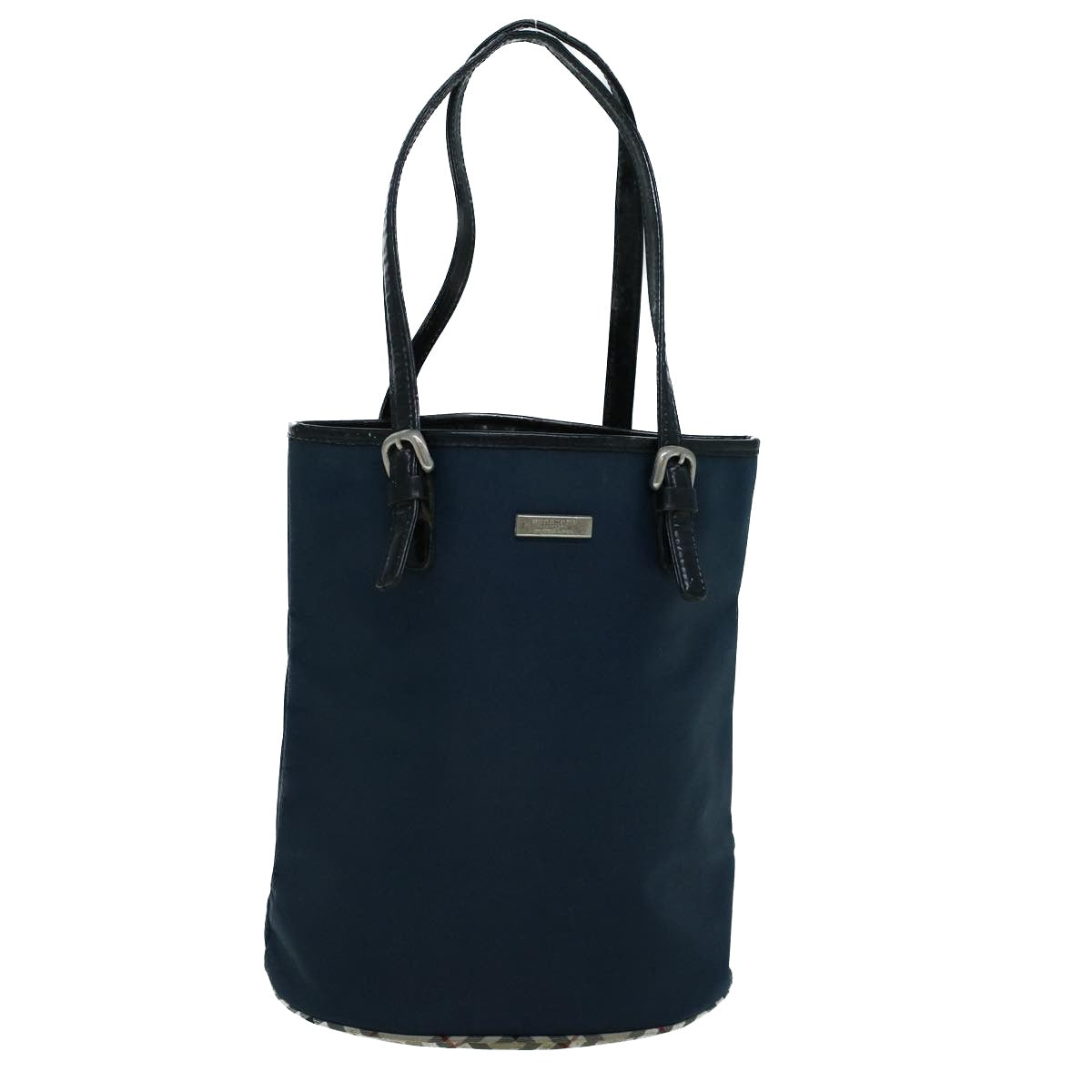 Burberry Nova Check Shoulder Bag Nylon Leather Navy Beige Auth bs8926