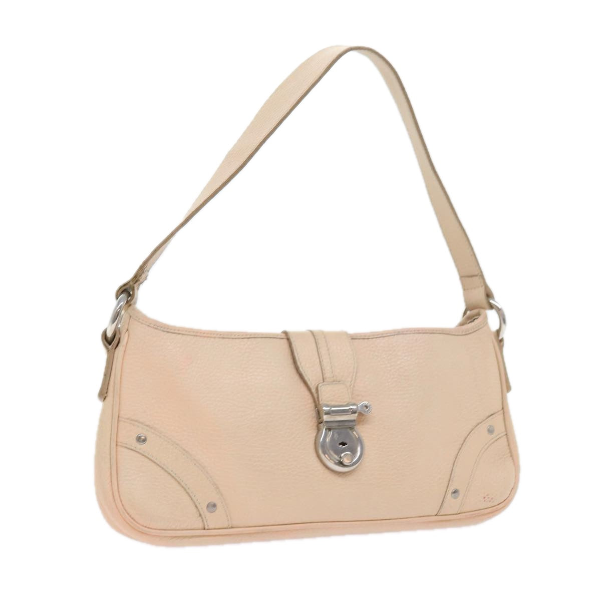 Burberry Shoulder Bag Leather Beige T-04-02 Auth bs9232